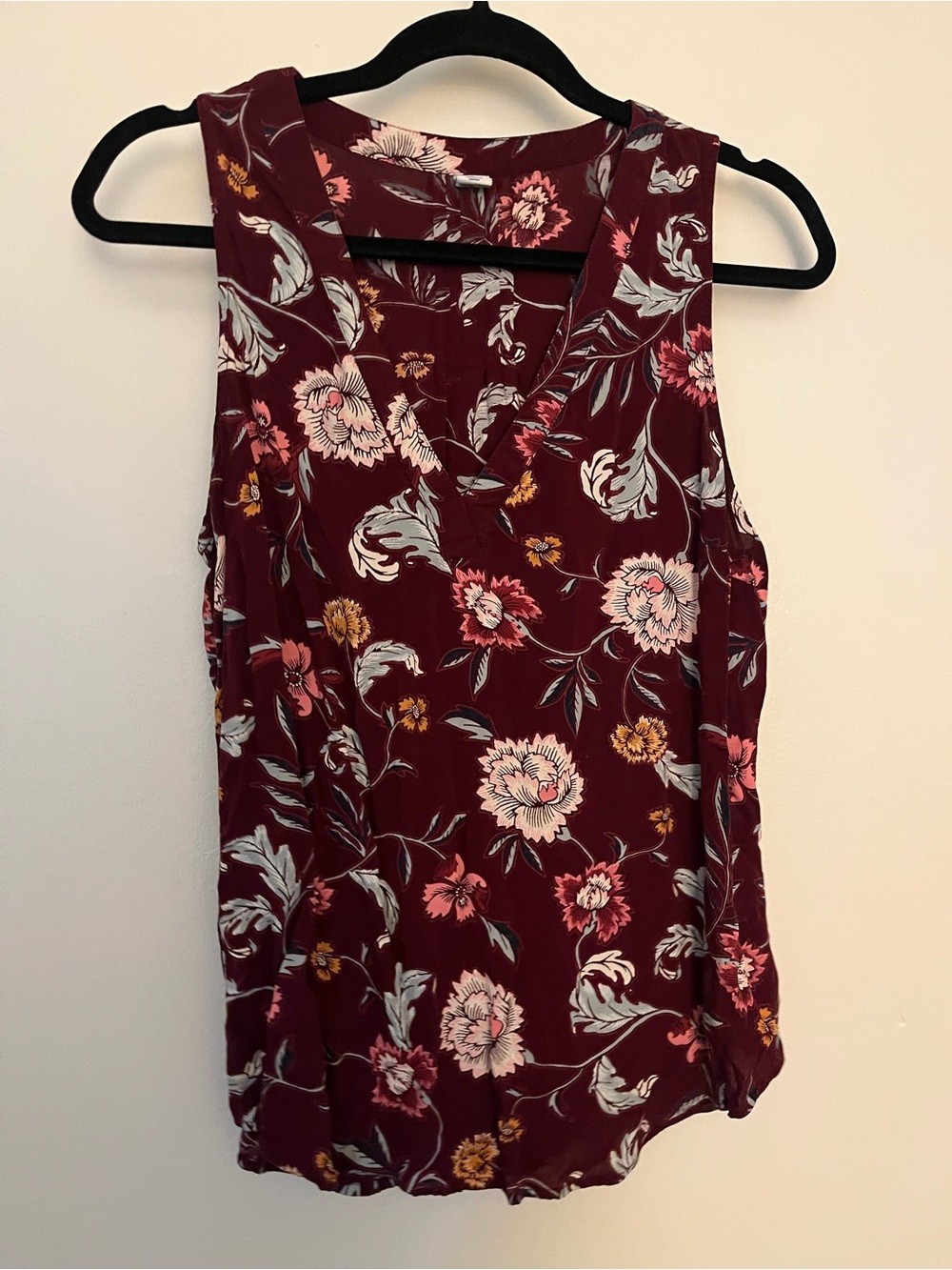Old Navy Burgundy Floral V-Neck Camisole